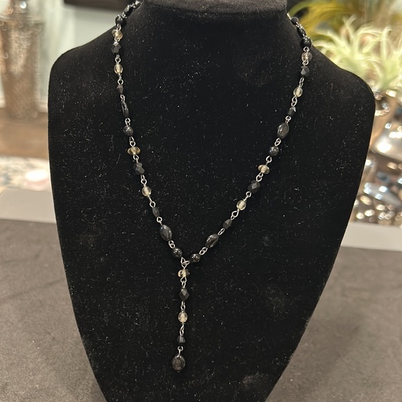 Vintage grey& black choker necklace - Picture 2 of 3